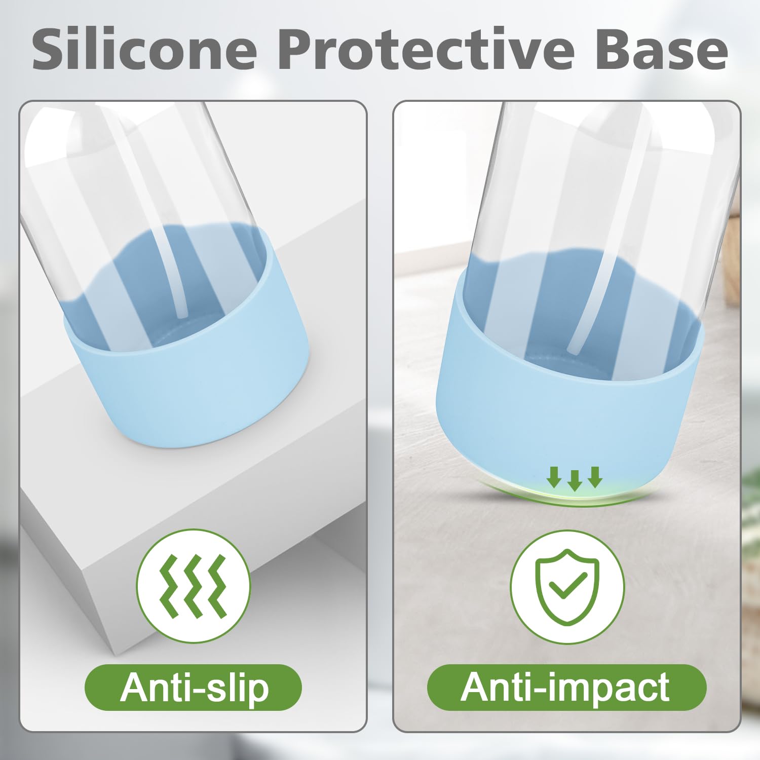 Rionisor eco-friendly glass bottle uses BPA-free non-toxic materials for safer use.
