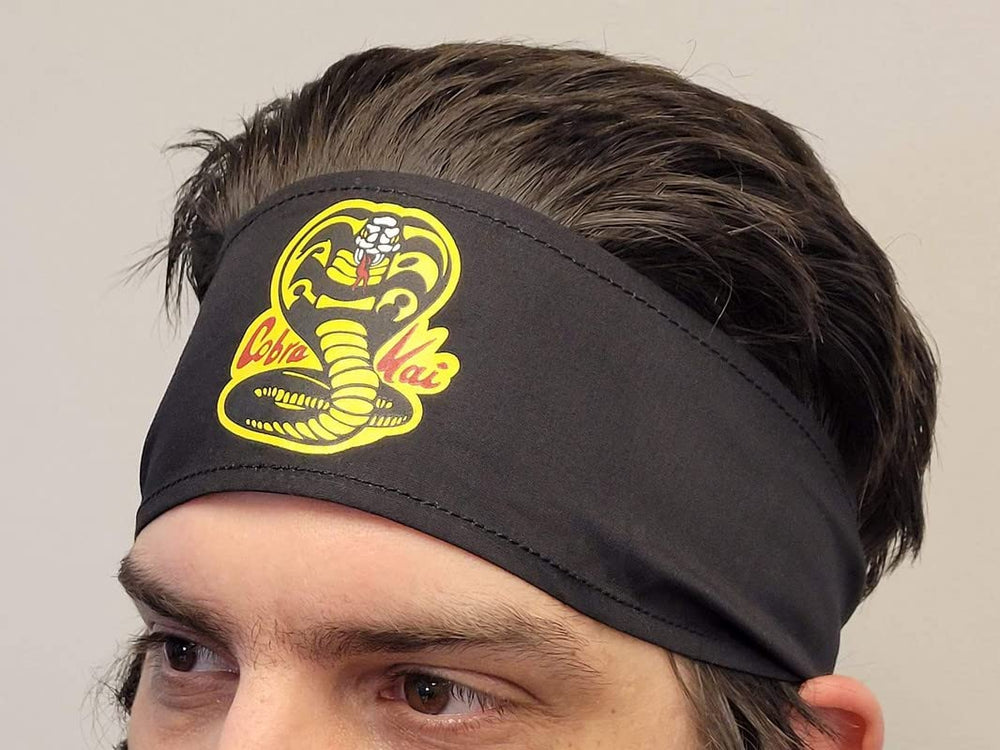 Ripple Junction Cobra Kai headband cotton texture on-model shot for real-life cosplay wear