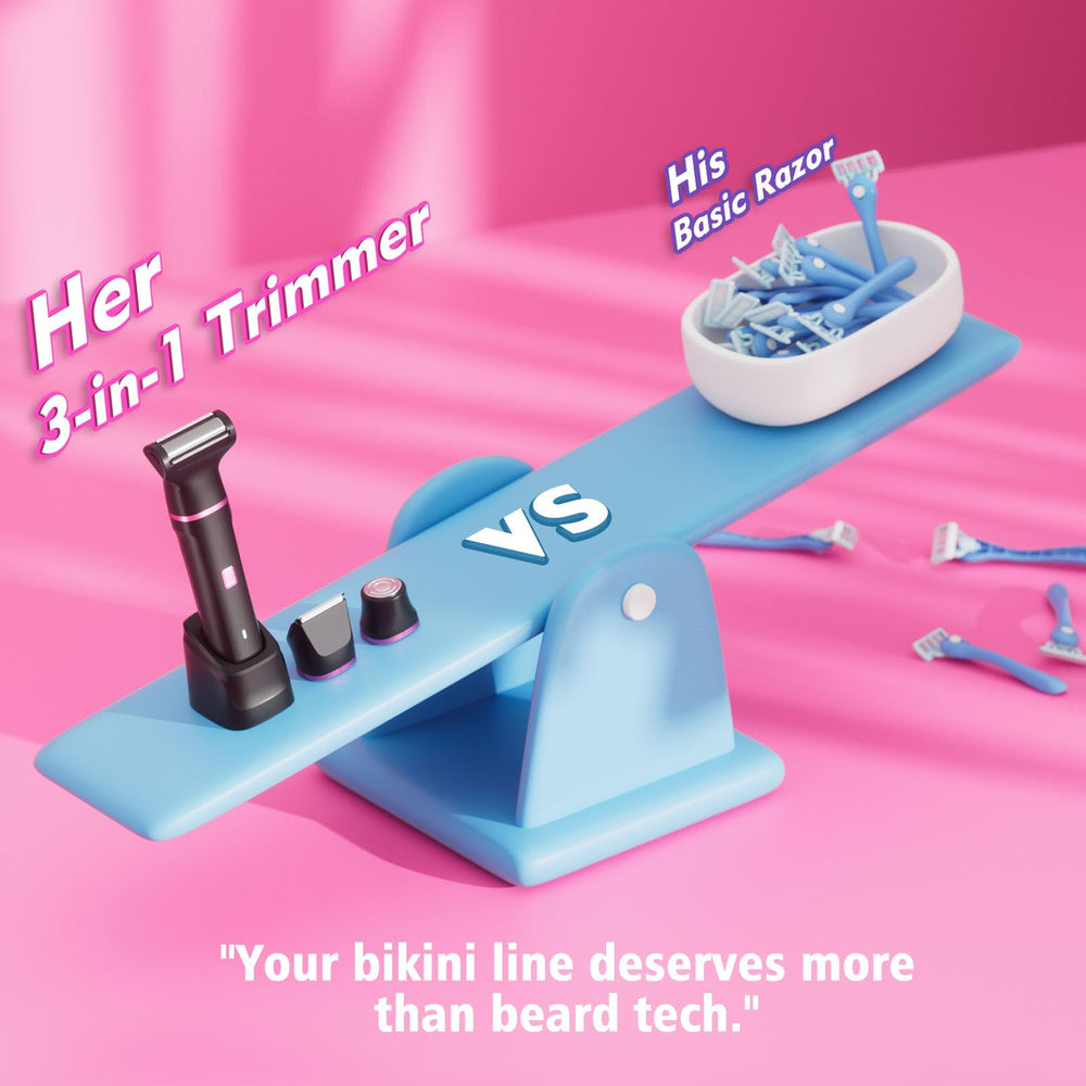 Risina Bikini Trimmer 4-length attachments show versatile length options for lines and stubble.