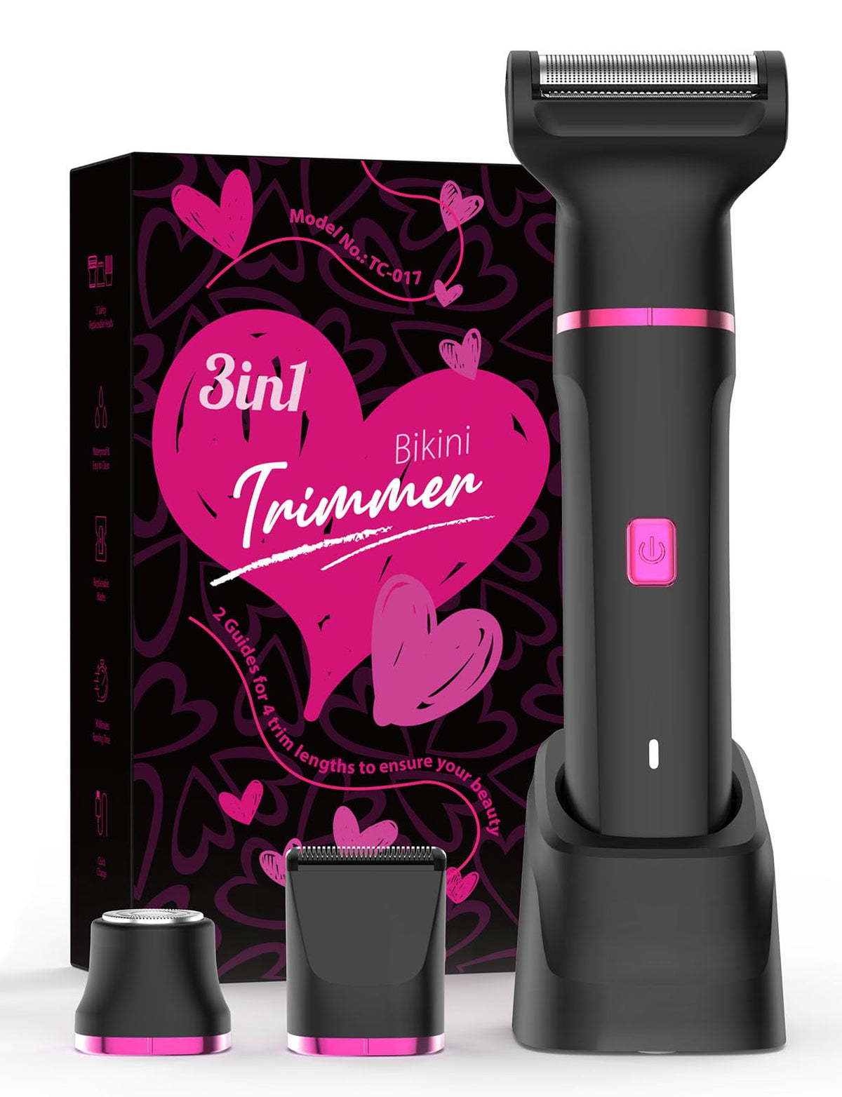 Risina Bikini Trimmer Barbie Black front view highlights bold design for confident grooming.