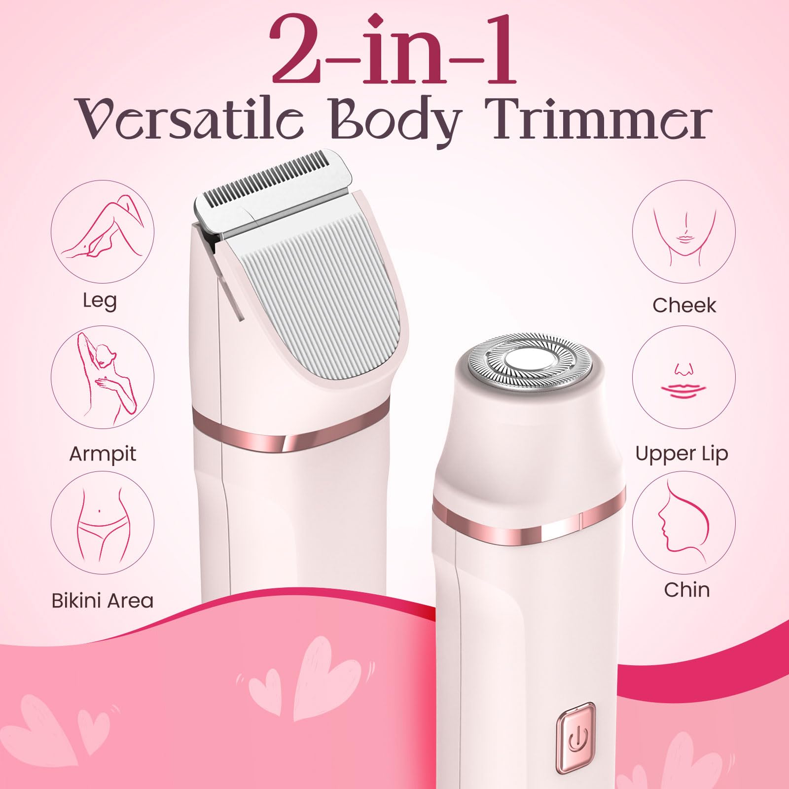 Risina bikini-trimmer body-and-face close-up highlights ergonomic grip and control.
