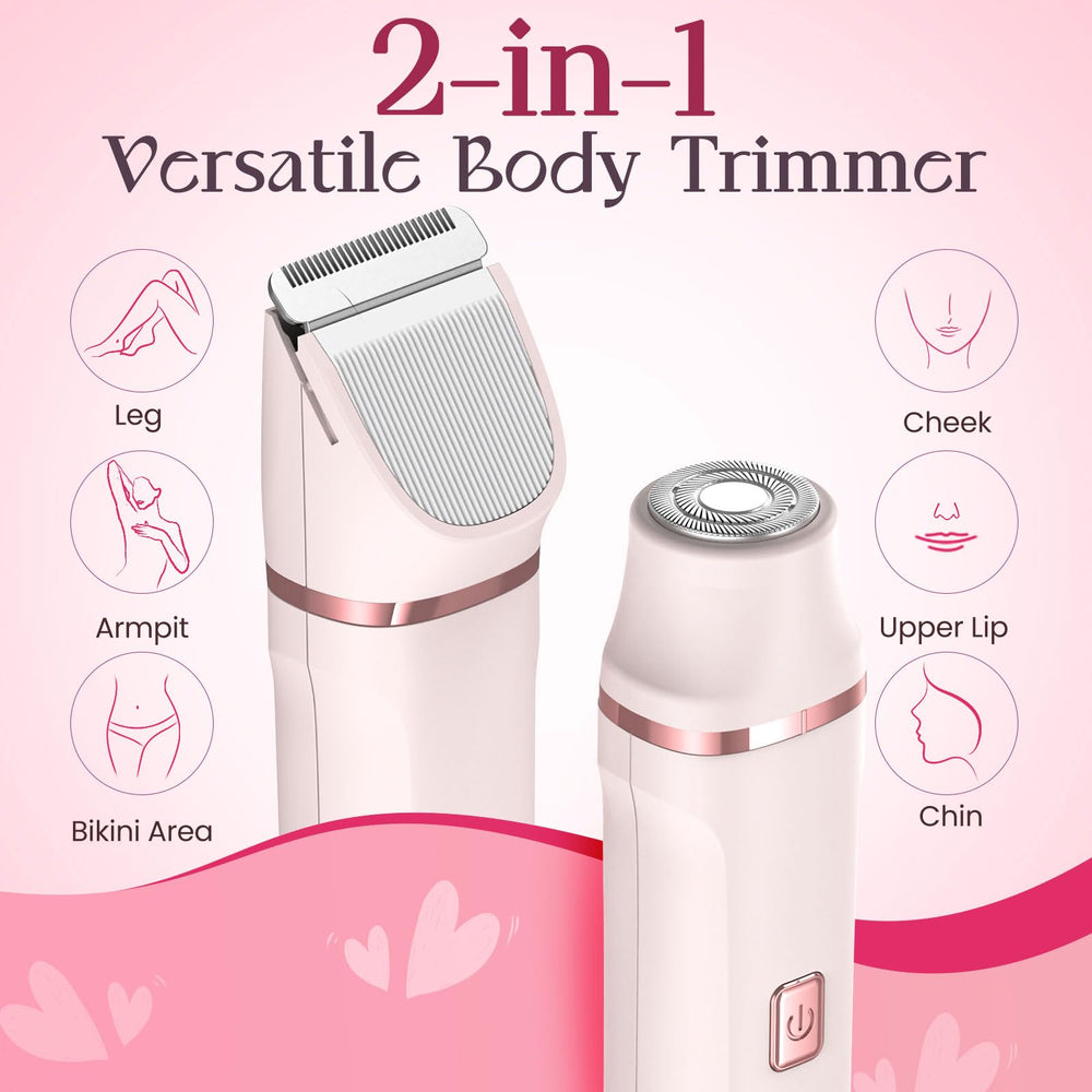 Risina bikini-trimmer body-and-face close-up highlights ergonomic grip and control.