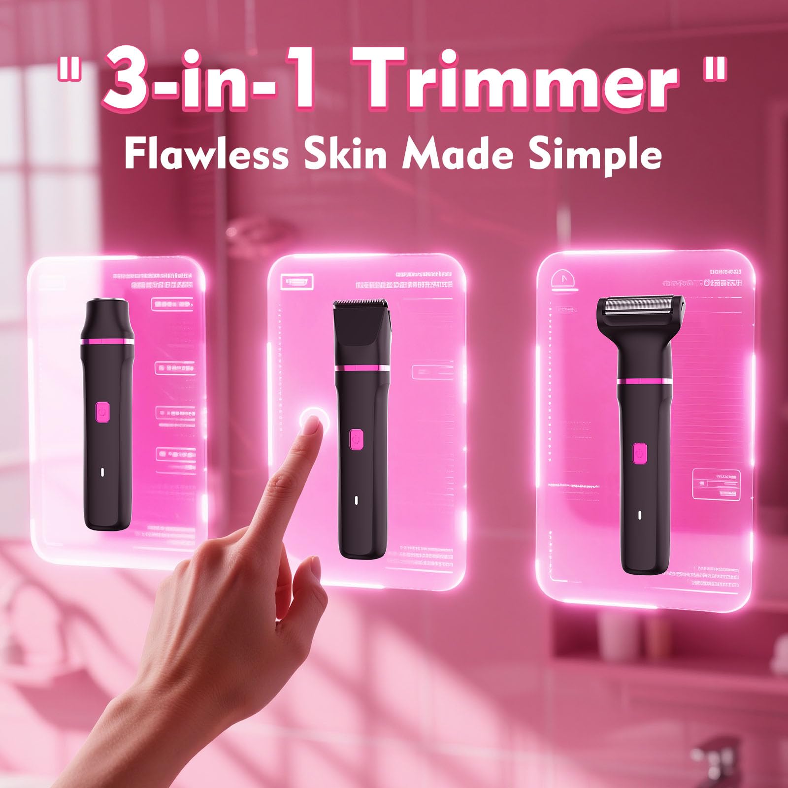 Risina Bikini Trimmer ceramic-foil blades close-up offers gentle precision for sensitive skin.