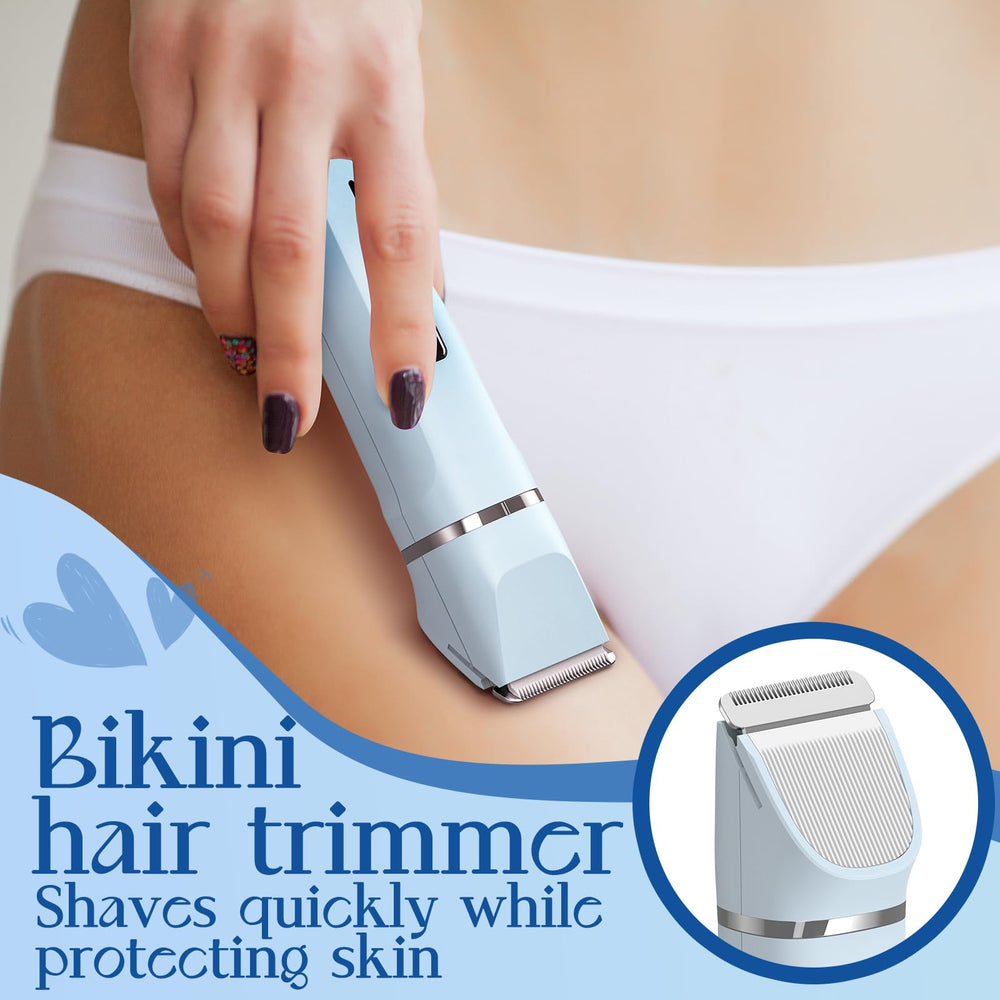 Risina shaver blue full-body trimming from legs to bikini line