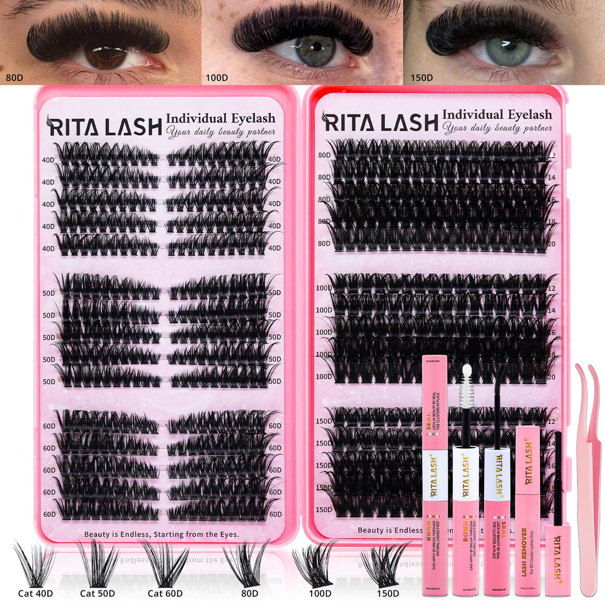 RITALASH lash clusters kit cat eye lashes for enhanced eye definition
