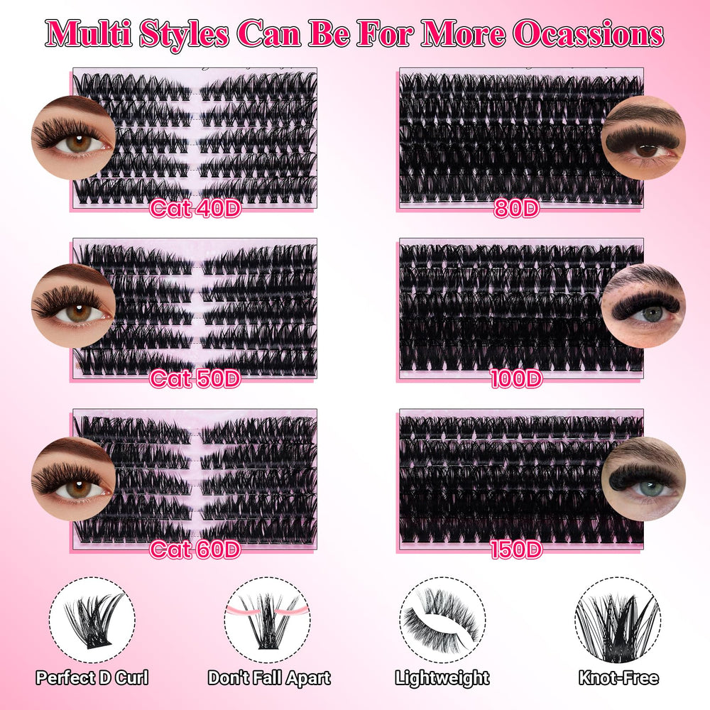 RITALASH lash clusters kit densities 40D-60D for natural wispy volume