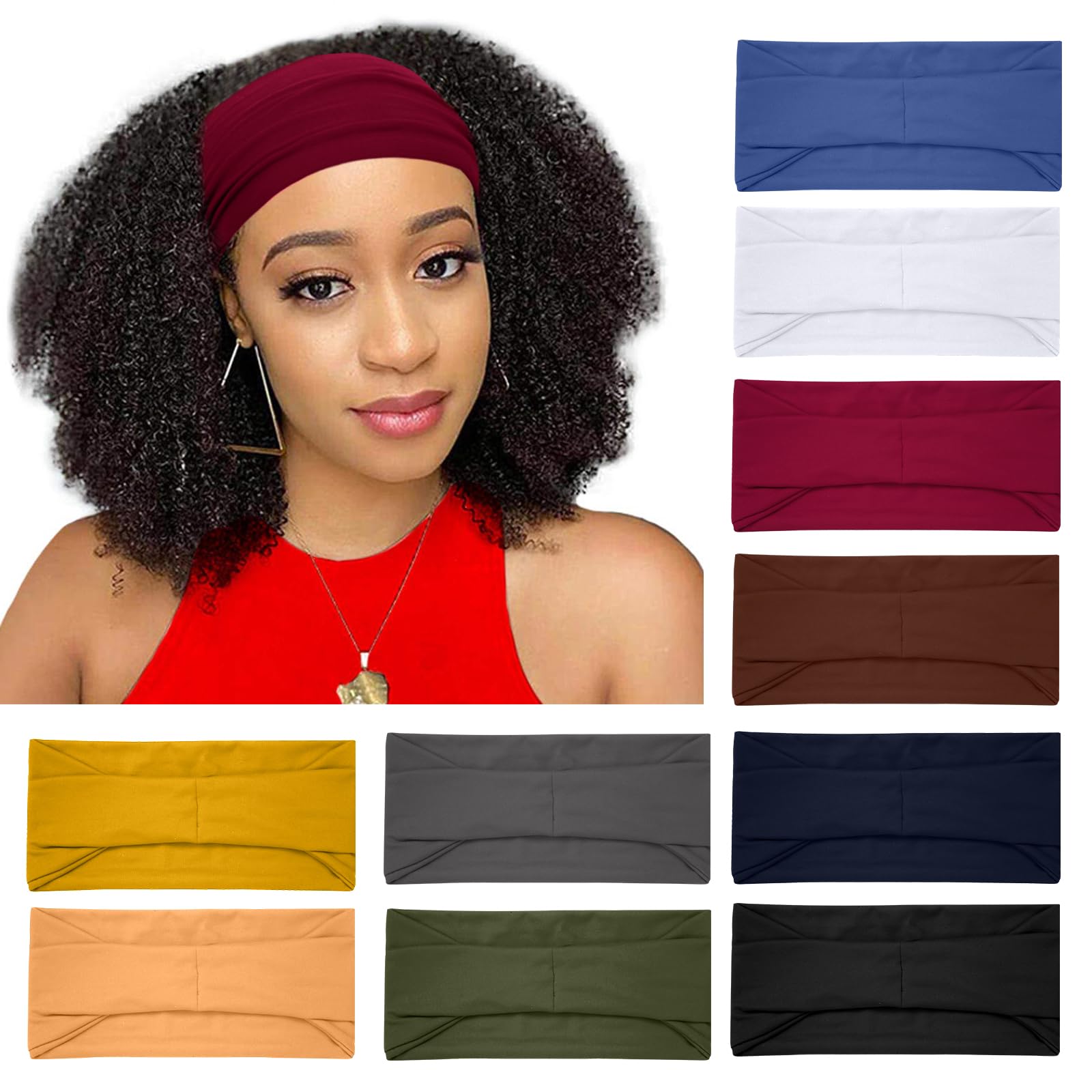RITOPER headbands 10-pack wide non-slip design for workouts