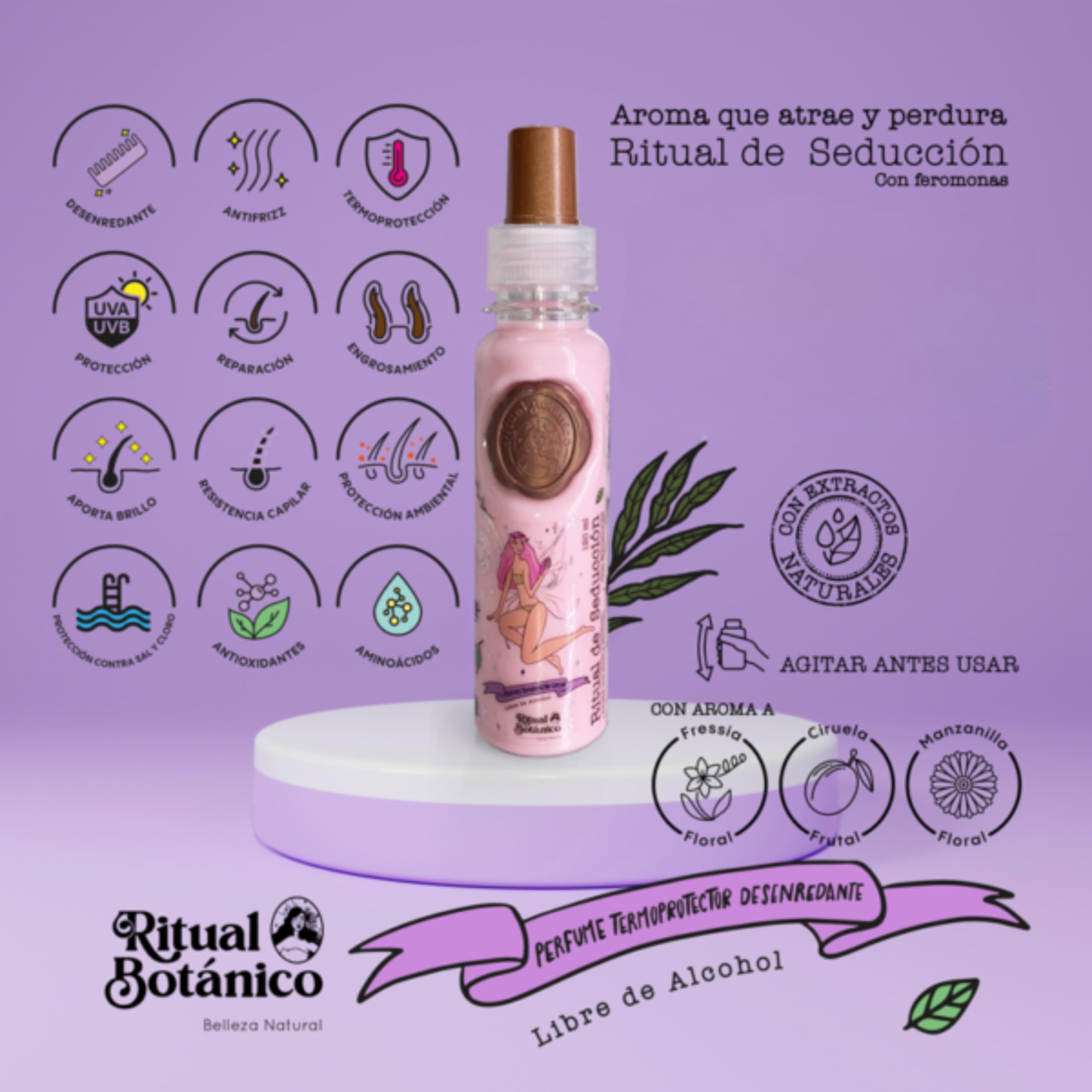 Ritual Botanico termoprotector on wet-hair application shows detangling and moisture.