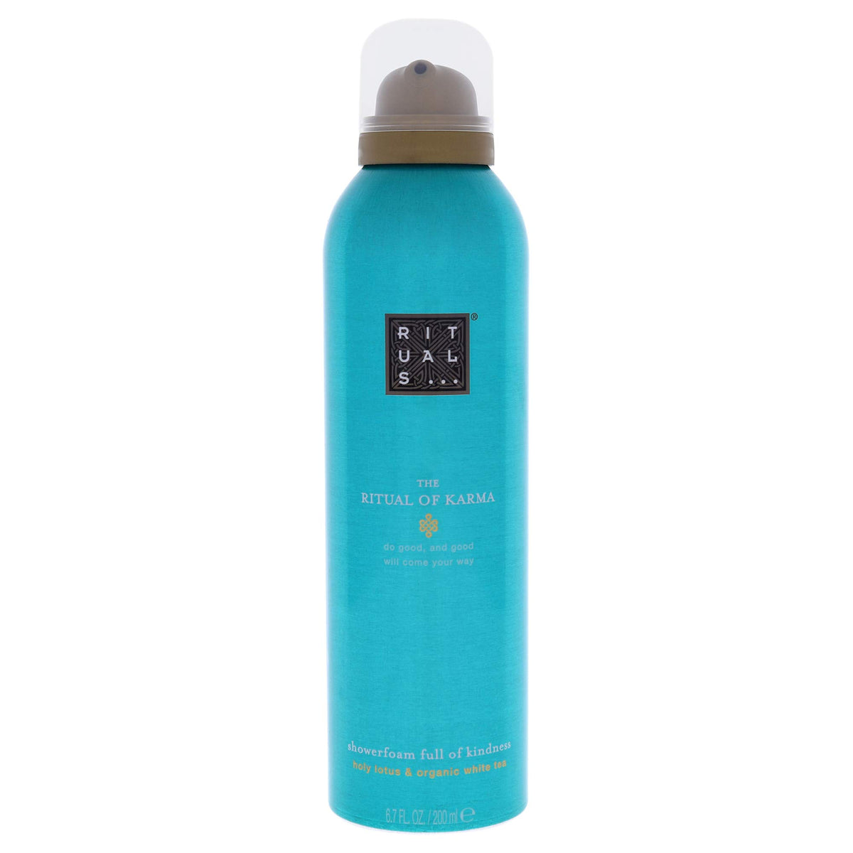 RITUALS Ritual of Karma foaming shower gel pump bottle offers a luxurious cleansing ritual for soft skin.