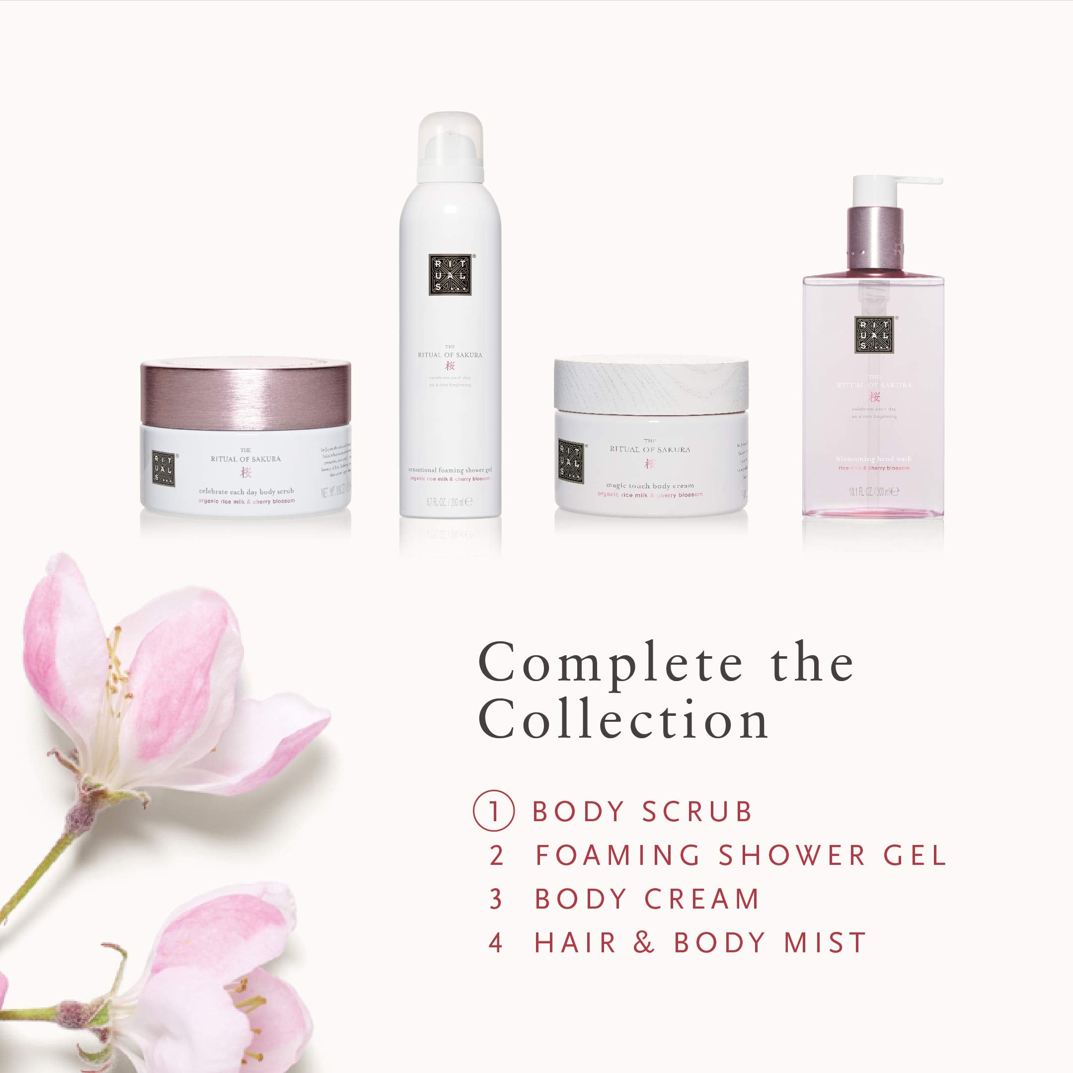 RITUALS Ritual of Sakura body scrub on a spa-like surface suggests a soothing ritual.