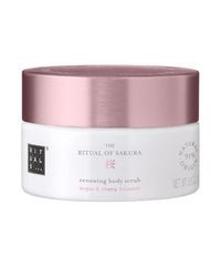 RITUALS Ritual of Sakura body scrub packaging highlights calming branding for daily rituals.