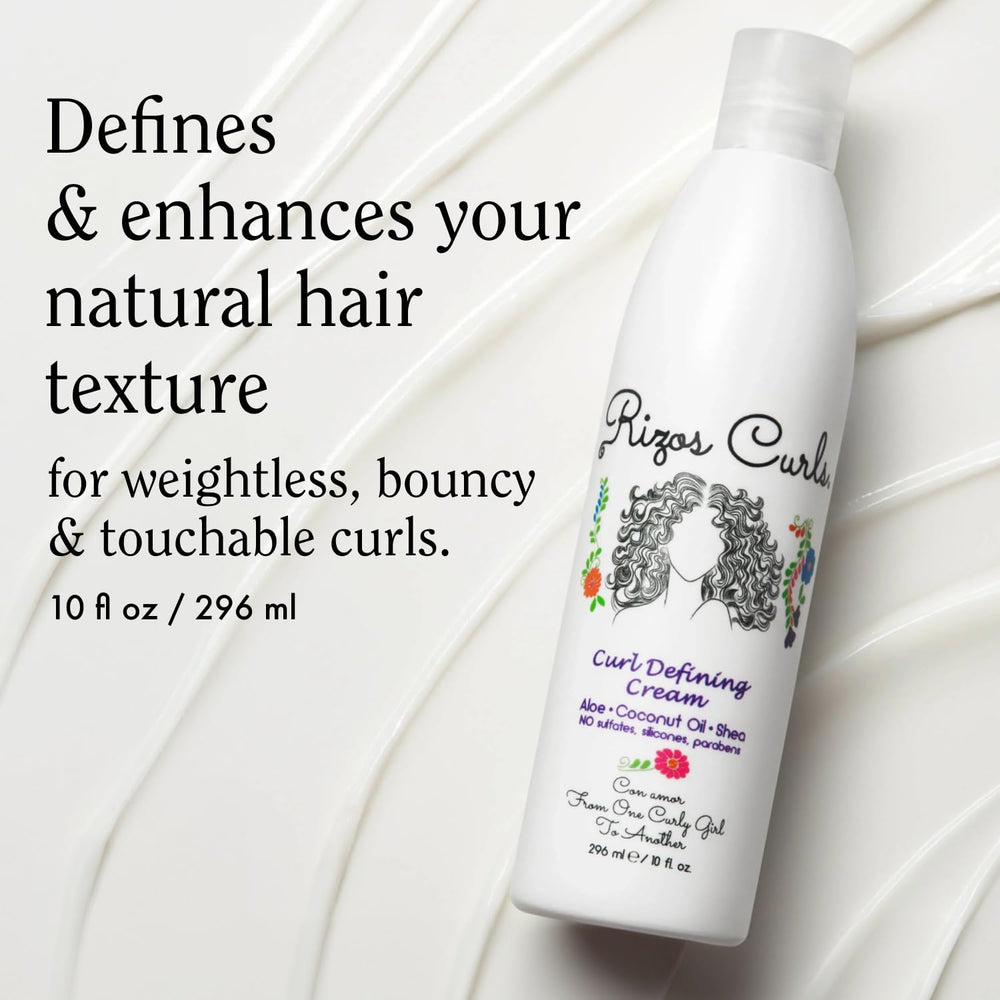 Rizos Curls Curl Defining Cream texture closeup for soft, non-greasy hold.