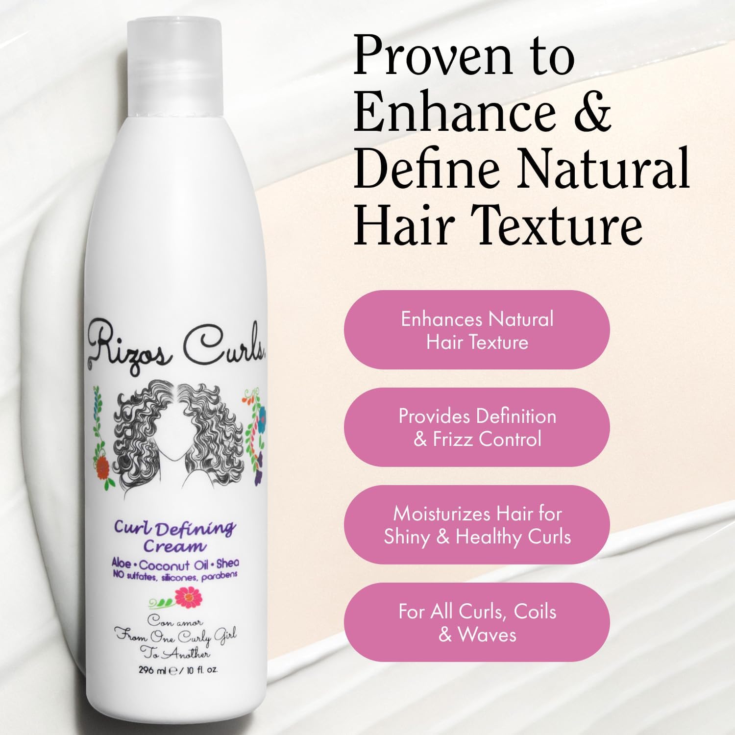 Rizos Curls delivers moisturized, shiny curls with natural bounce.