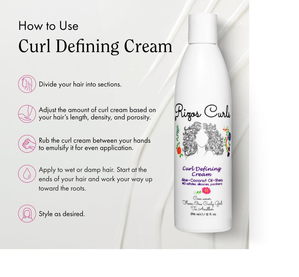 Rizos Curls highlights natural ingredients like aloe vera, shea butter, and coconut oil.