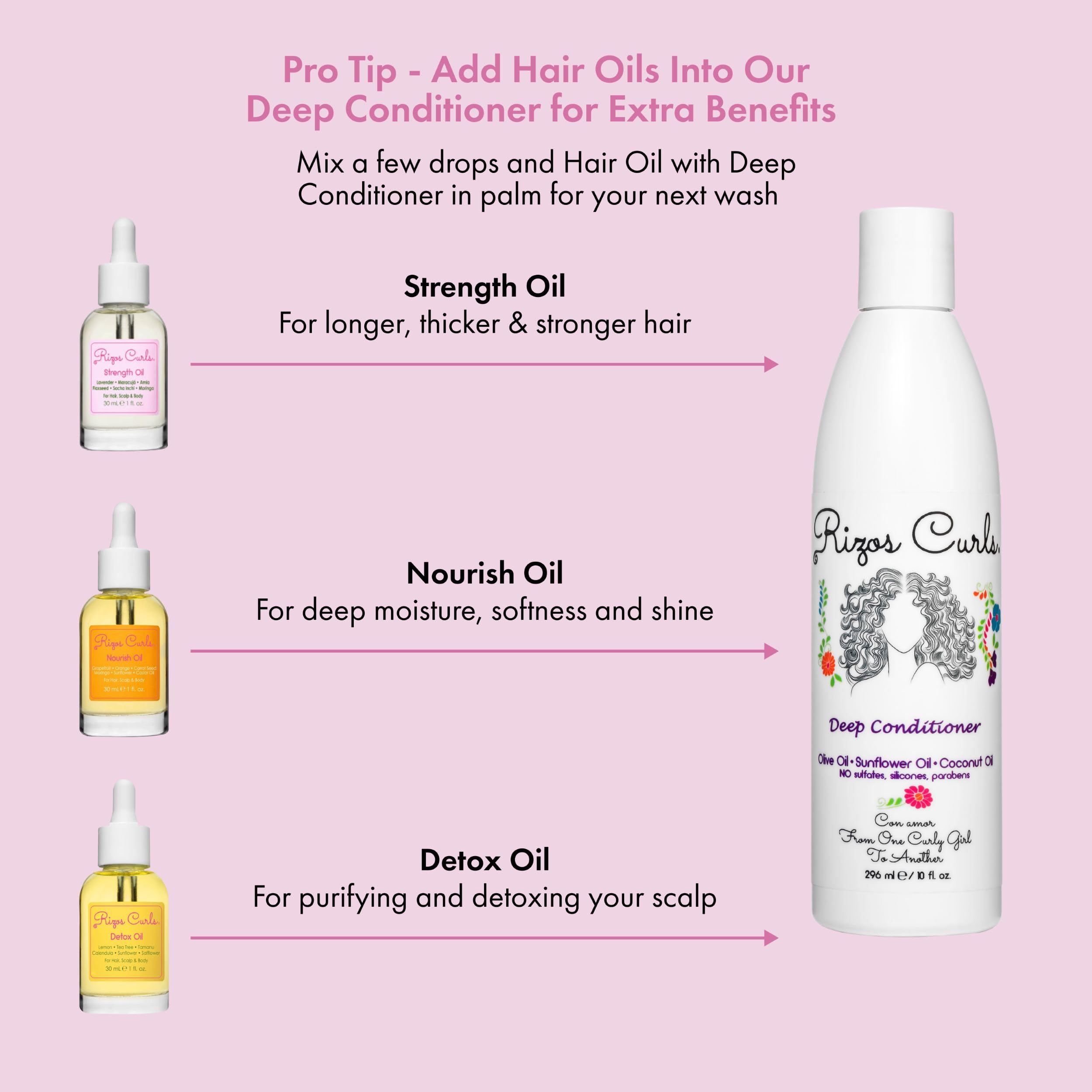 Rizos Curls Nourish Oil finishing shine on styled hair without heaviness