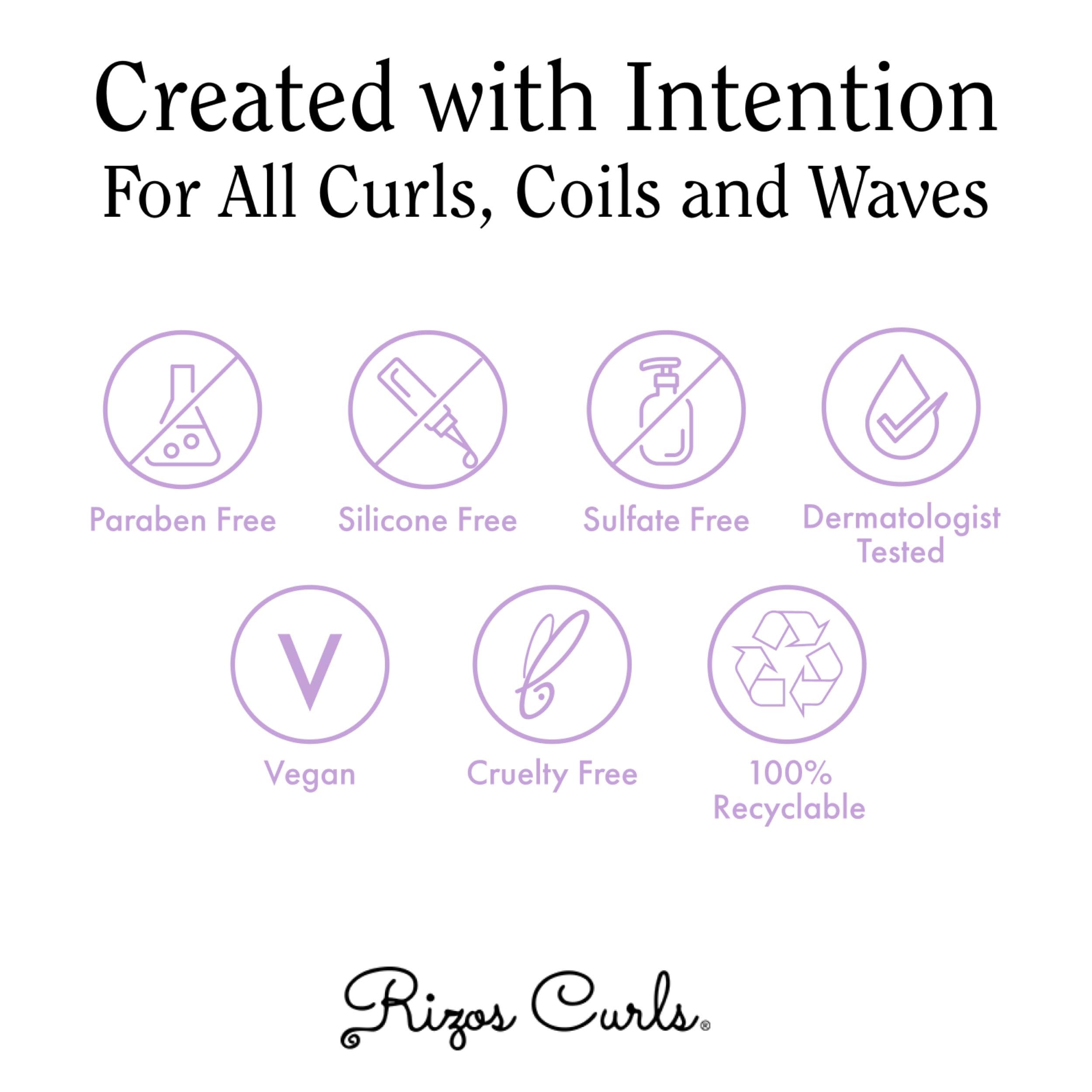Rizos Curls Strength Oil box packaging shows all-hair-types care.