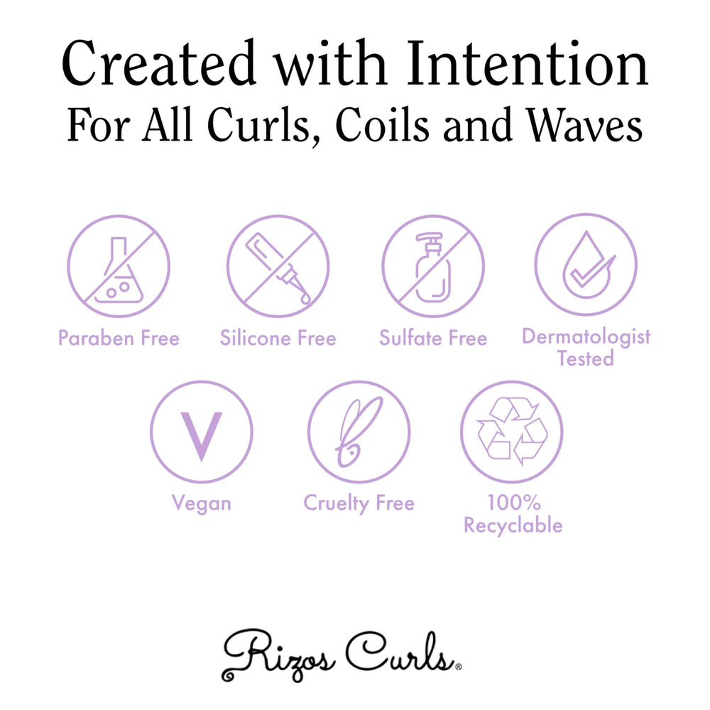 Rizos Curls Strength Oil box packaging shows all-hair-types care.