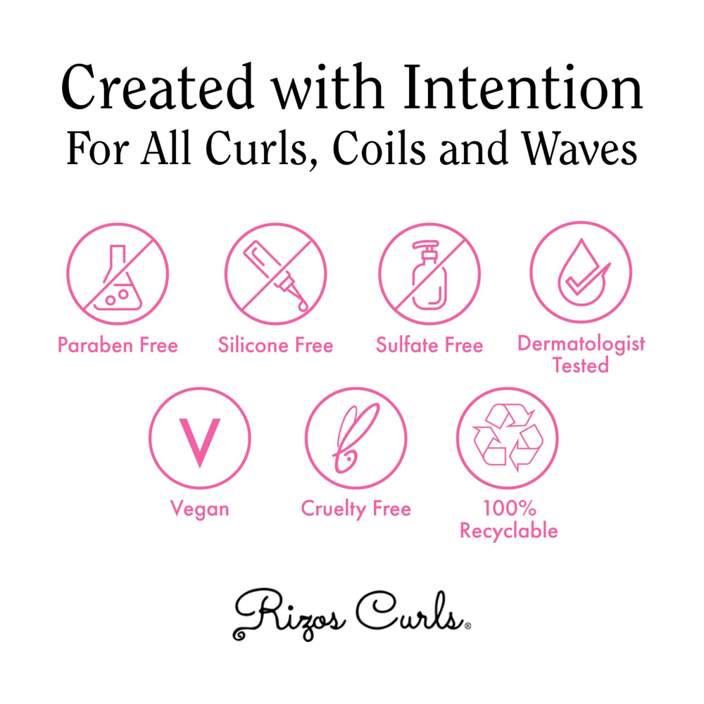 Rizos Curls packaging closeup communicates vegan, cruelty-free credentials