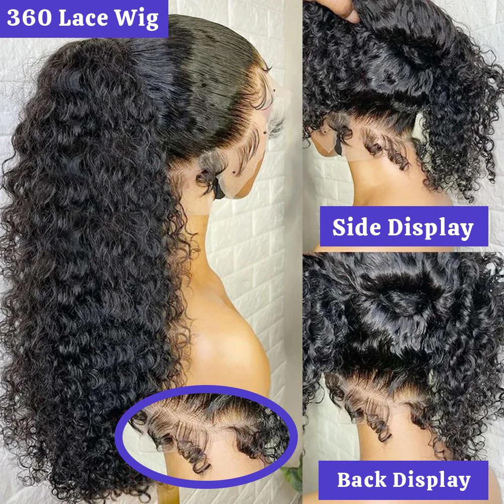 RJAOB Deep Wave wig with adjustable cap and clips for comfort.