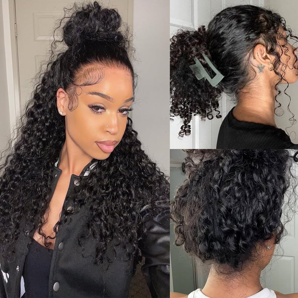 RJAOB Deep Wave 360 lace front wig close-up curls for natural styling options.