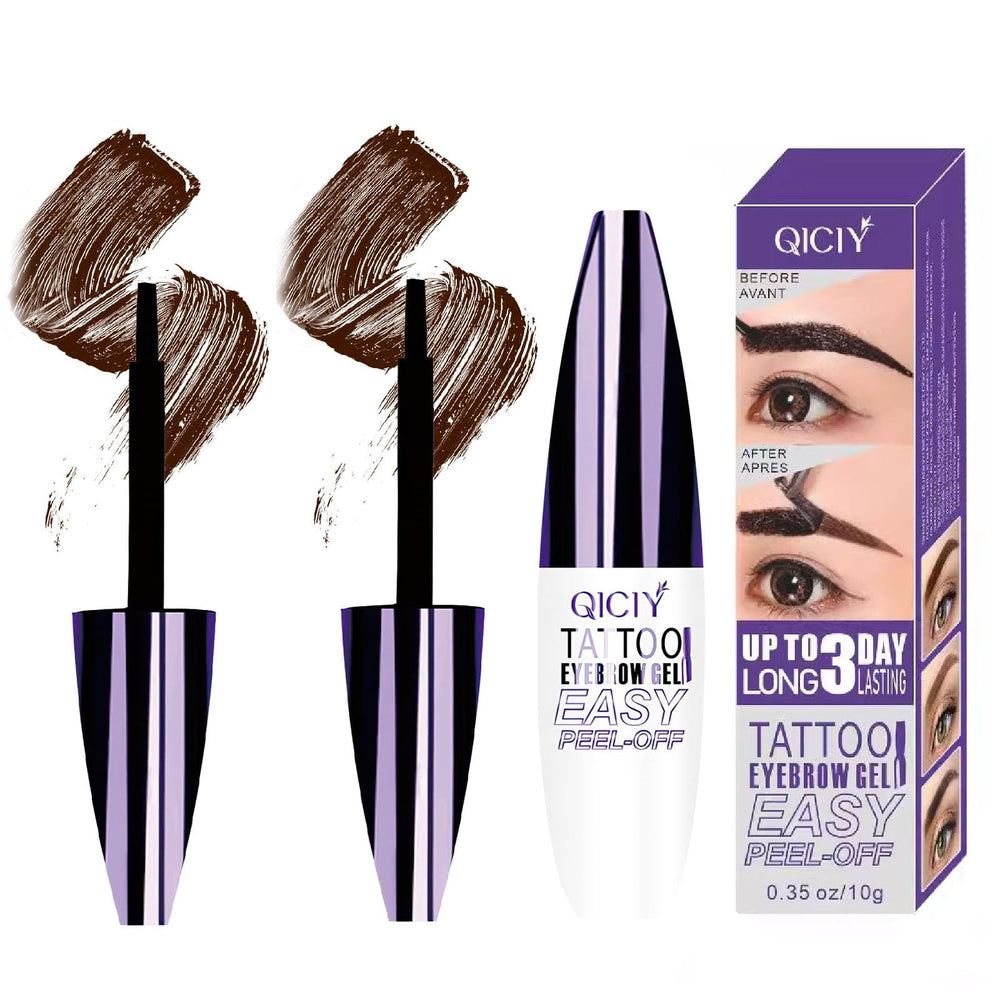 Rliolouo QICIY Peel-Off Eyebrow Gel duo pack shown for travel-ready brow tint
