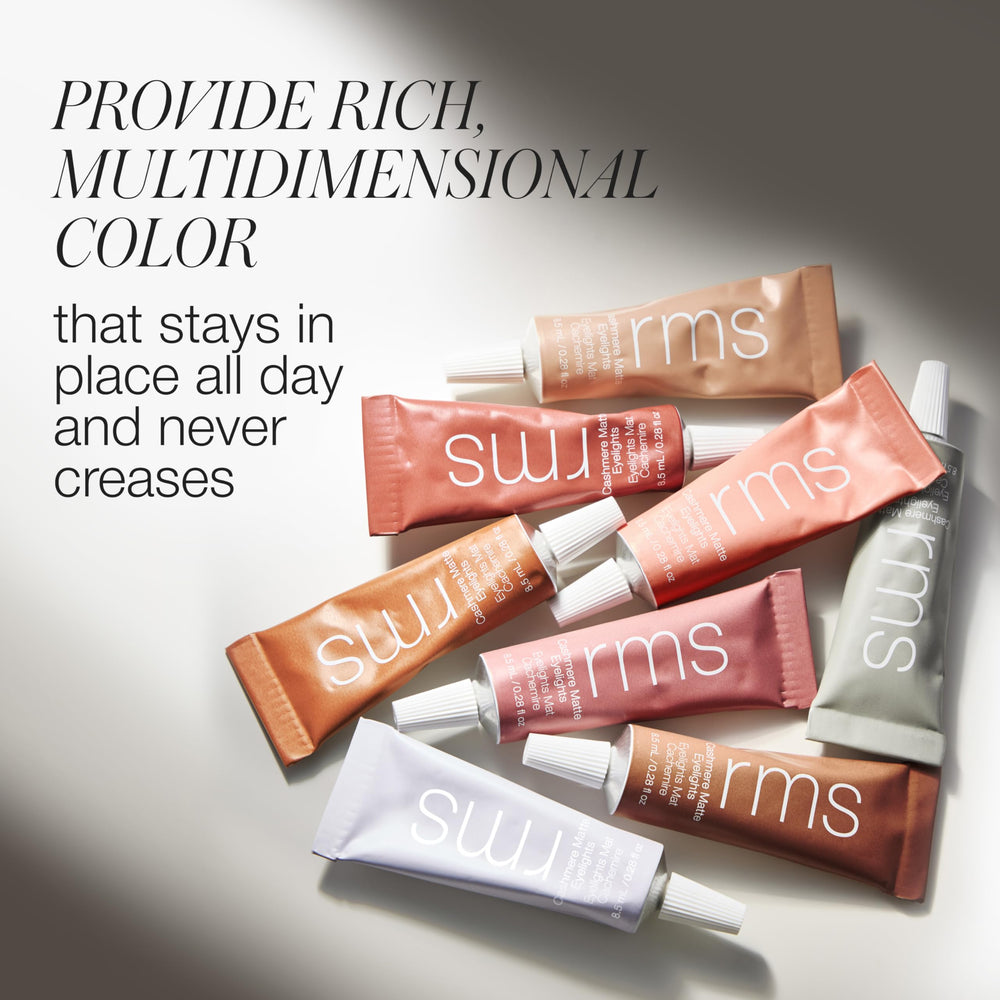 RMS Beauty Cashmere Matte Eyelights cream-to-powder finish delivers lightweight crease-resistant wear.