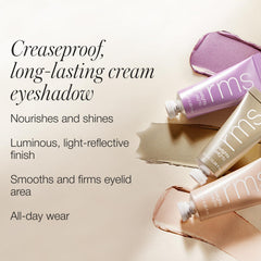 RMS Beauty Eyelights metallic glow rose adds luminous depth to daytime looks.
