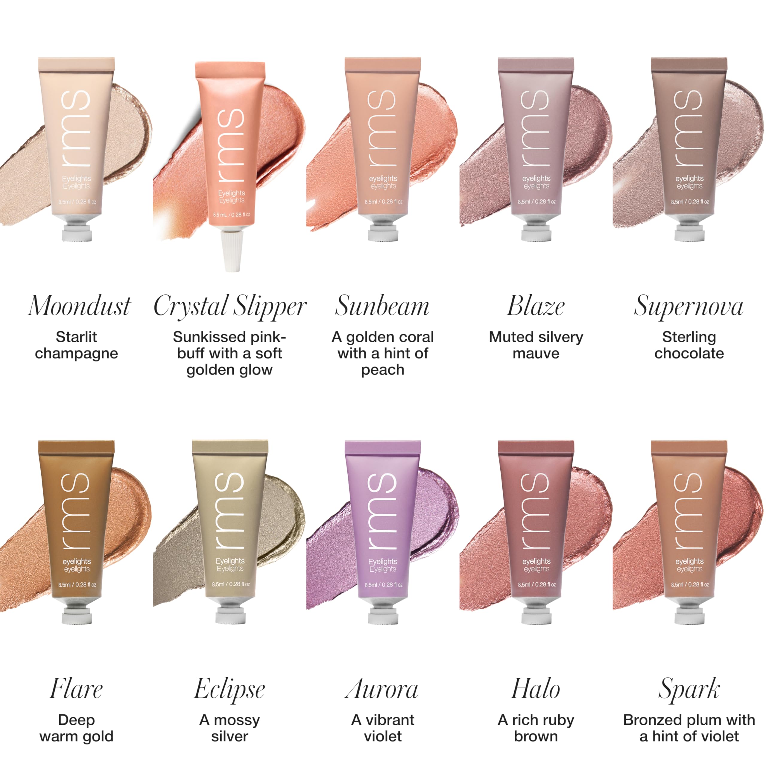 RMS Beauty Eyelights on-lid application demonstrates easy layering for buildable color.