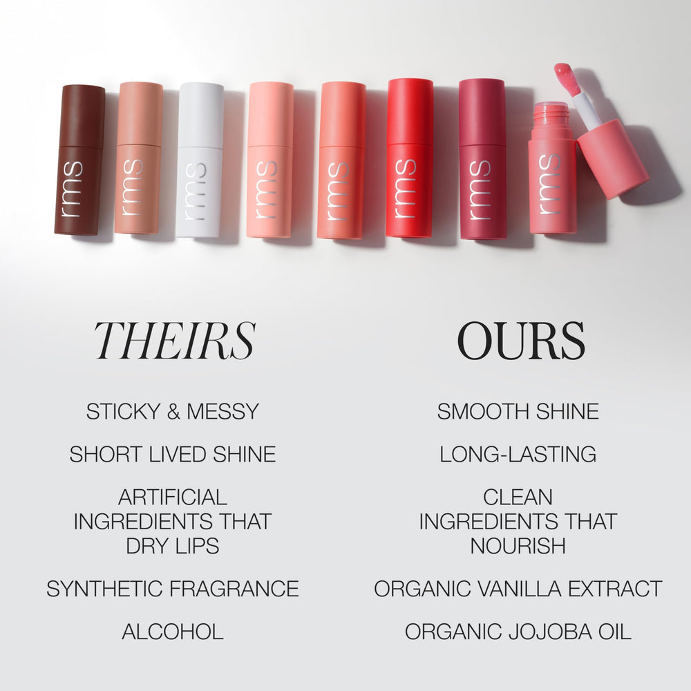 RMS Beauty Legendary Lip Oil packaging shot underscores clean vegan cruelty-free formula.