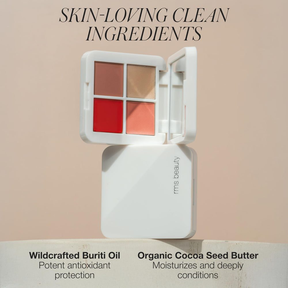 Close-up texture highlights creamy, blendable formula and natural luminosity from RMS Lip2Cheek Glow Quad
