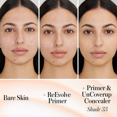 RMS Beauty RE:Evolve Primer oil-control glow demonstrates shine-free finish.