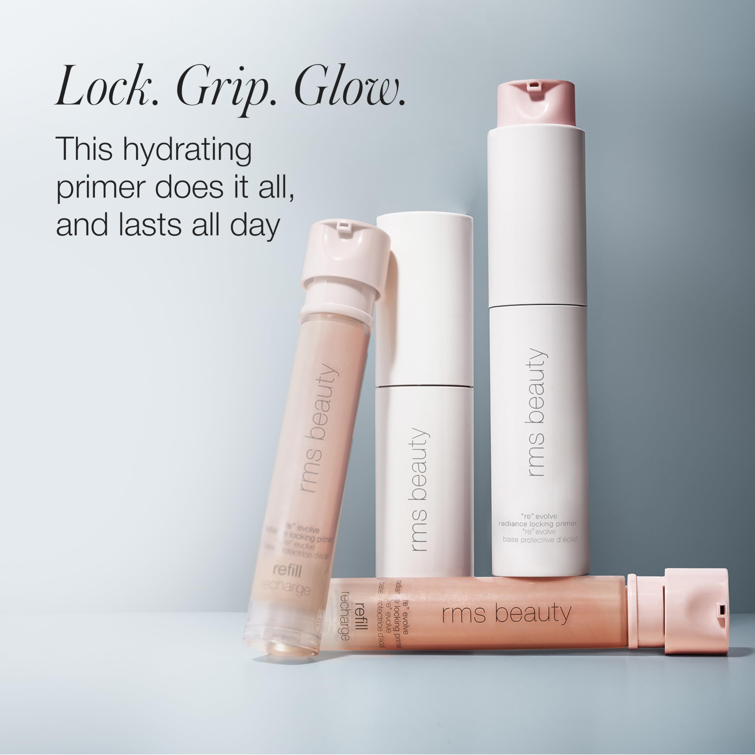RMS Beauty RE:Evolve Primer skin-tone diffusion enhances natural glow.