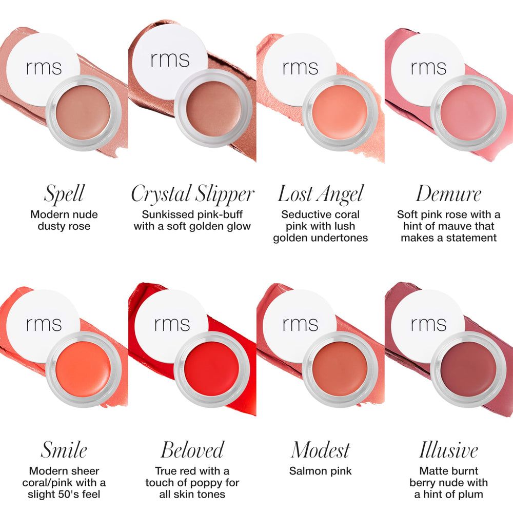 RMS Lip2Cheek swatch on cheek shows natural dewy glow