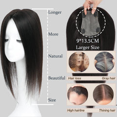 RMYHIG virgin Remy hair topper offers soft texture for easy styling.