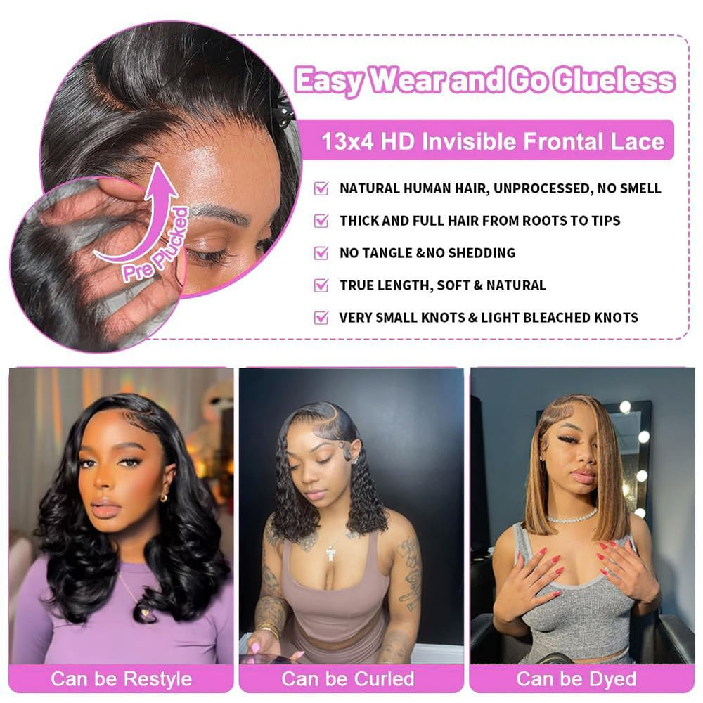 Rnsnwiee short bob wig 13x4 lace ideal for versatile parting.