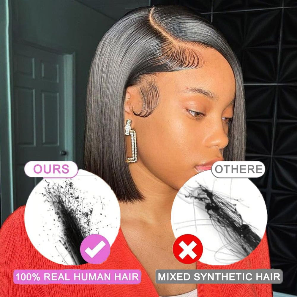 Rnsnwiee short bob wig bleach-dye friendly for color customization.