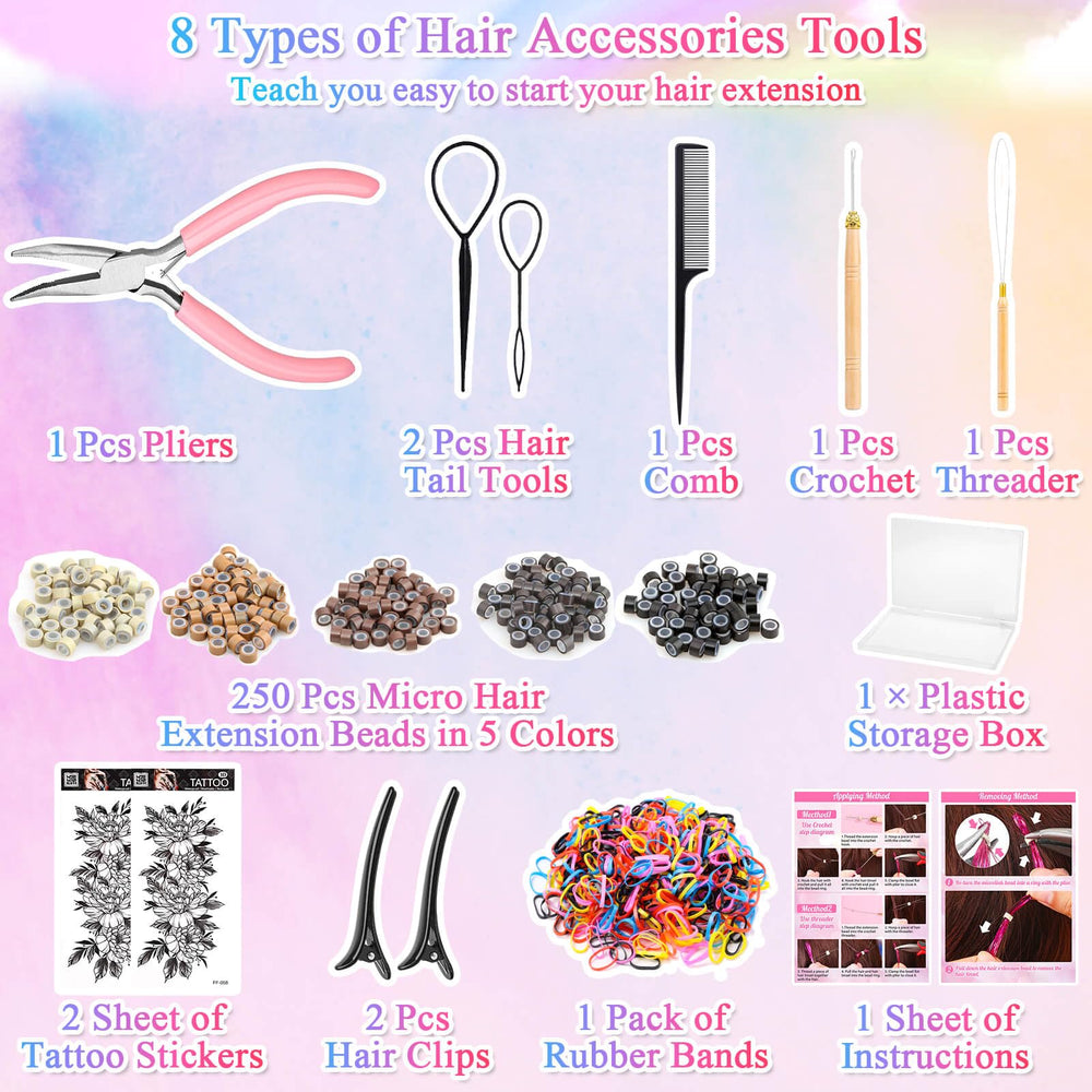 ROADPLUM hair tinsel kit colors shows 20 vivid shades for versatile looks
