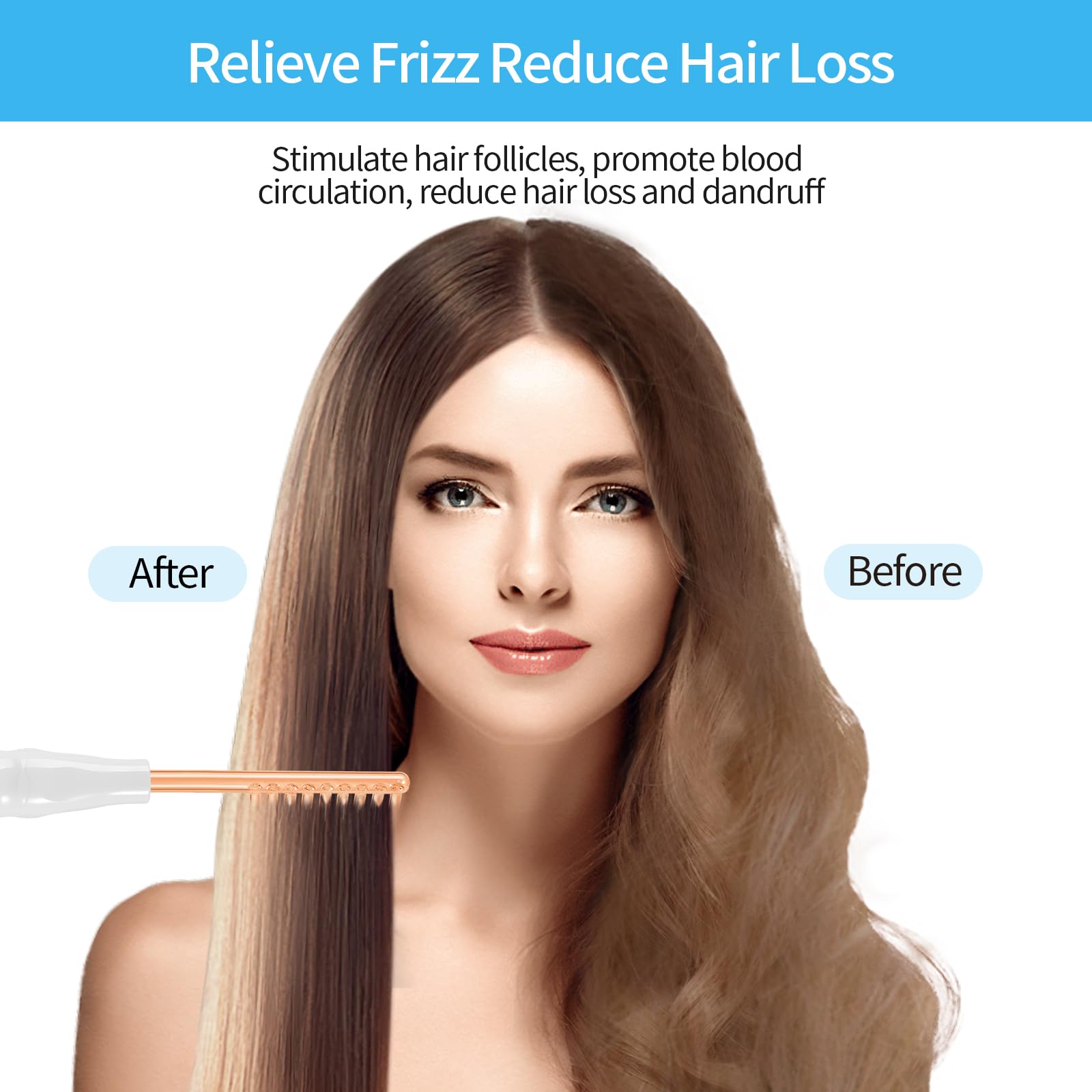 Roayikr comb tube demonstrating hair care and scalp hydration benefits.