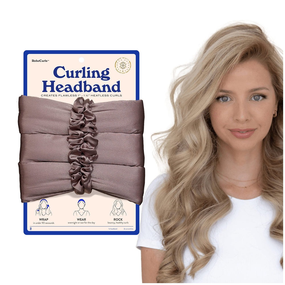 RobeCurls Original headband satin closeup demonstrates secure heatless curling.