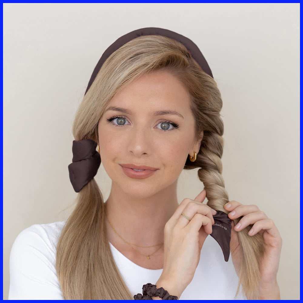 RobeCurls patented wire hold system locks hair for secure overnight curls.