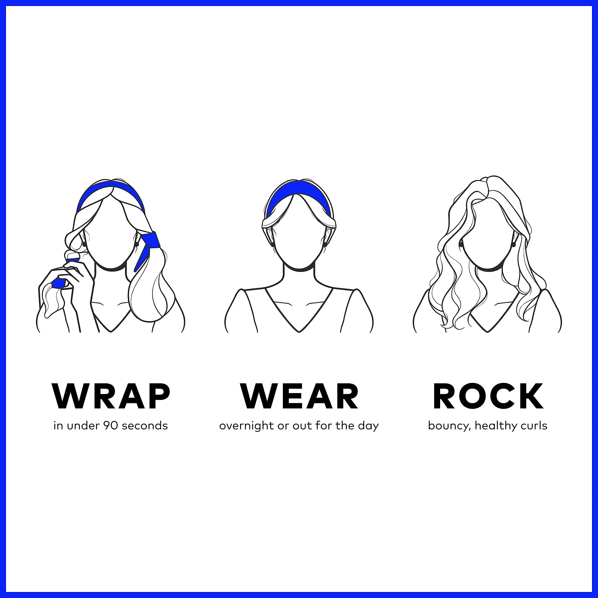 RobeCurls two satin scrunchies secure sections for even, heatless curls.