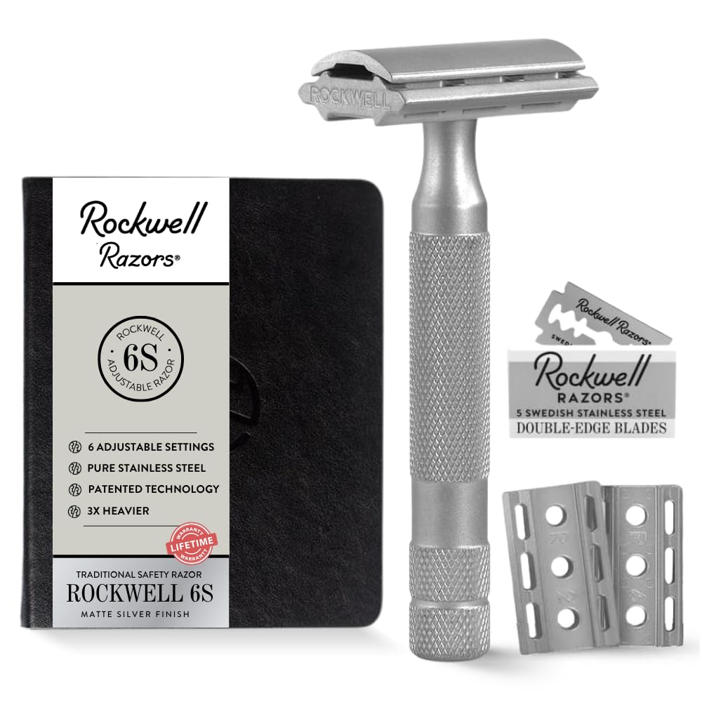 Rockwell 6S matte stainless steel razor with smooth finish for lasting durability