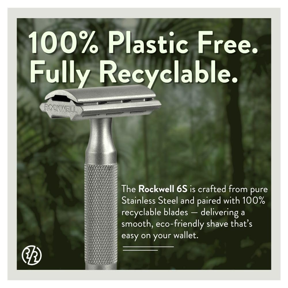 Rockwell 6S reusable steel razor blades contribute to sustainable shaving