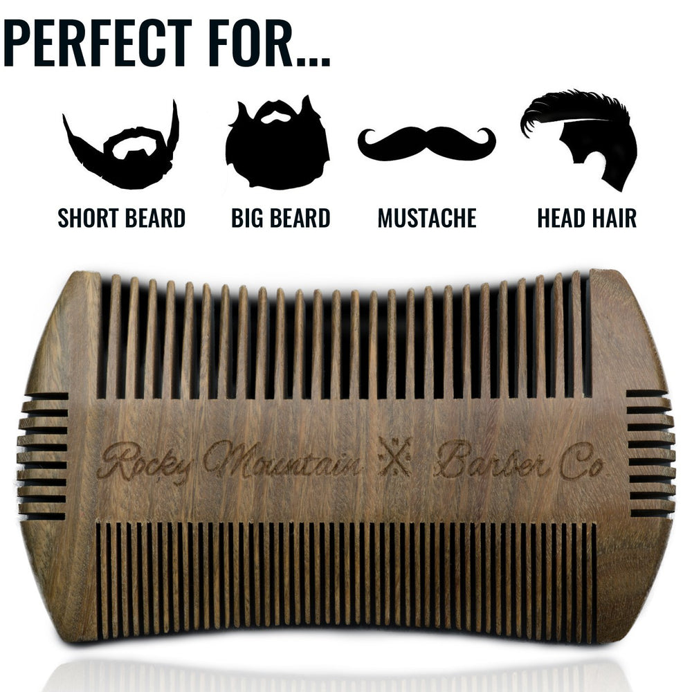 Rocky Mountain Barber Company protective case beard comb image highlights travel friendly protection.