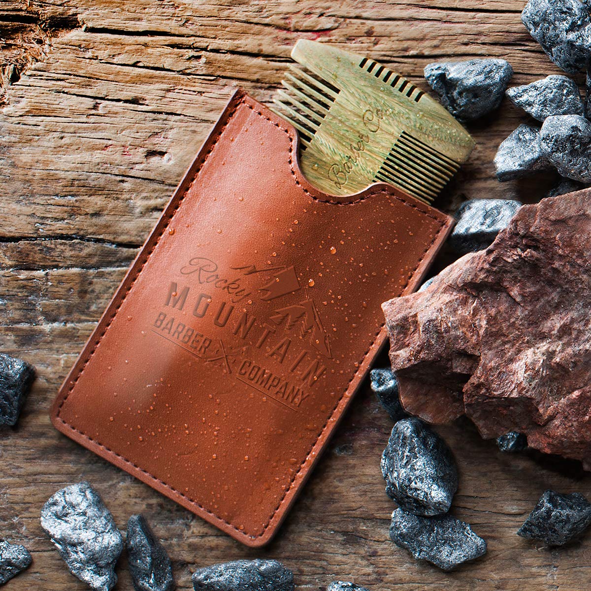 Rocky Mountain Barber Company sandalwood scent image conveys warm woody aroma while grooming.