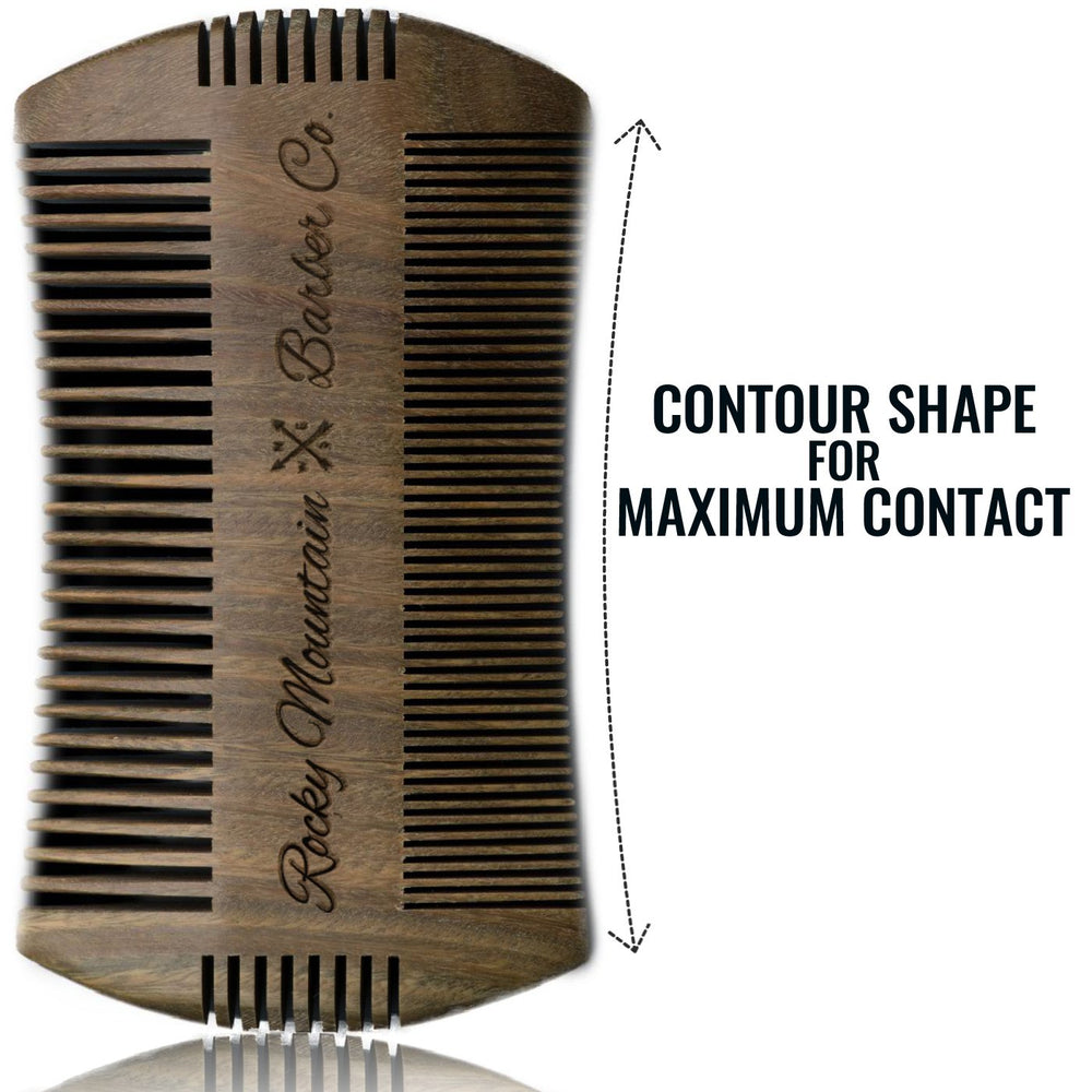 Rocky Mountain Barber Company beard comb teeth 3mm closeup shows versatile spacing for thick beards.