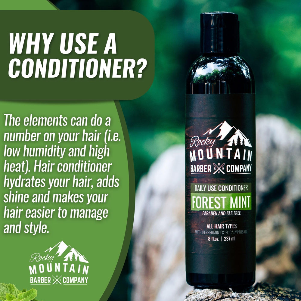 Rocky Mountain Barber Company essential oils dropper close-up signaling natural formula