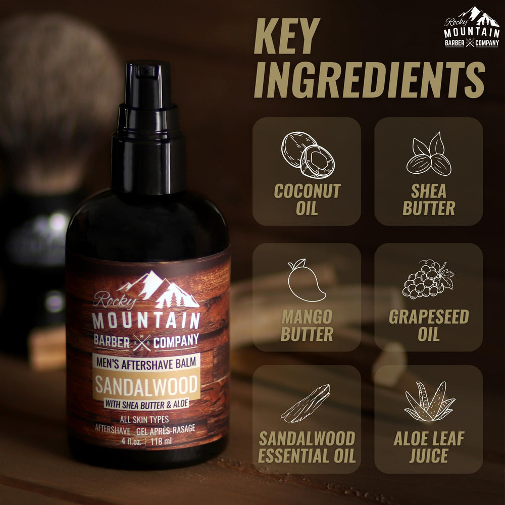 Rocky Mountain Barber Co. fast-absorbing finish suggests a quick post-shave refresh.