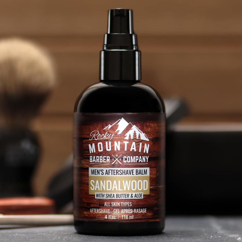 Rocky Mountain Barber Co. 4 oz bottle image conveys a travel-friendly, convenient size.