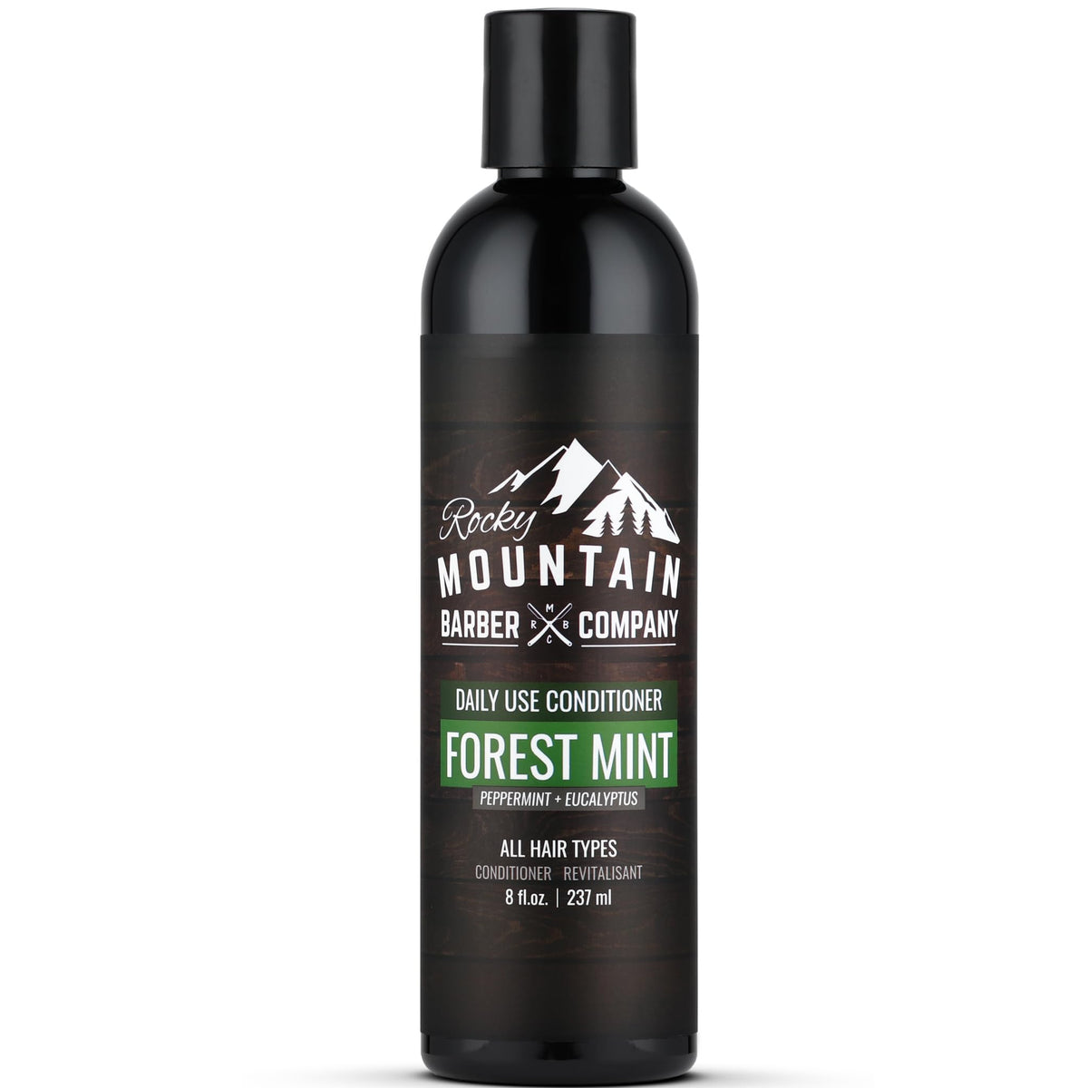 Rocky Mountain Barber Company men's conditioner bottle pours for refreshing mint aroma